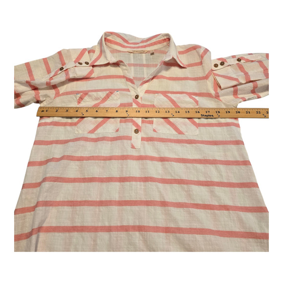 Soft Surroundings Popover Top Tunic Womens Medium White/Pink Modena Lightweight - Picture 6 of 9